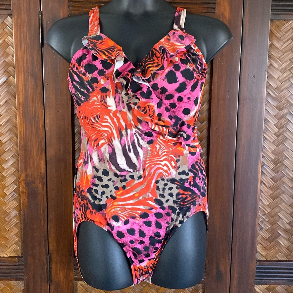 INC International Concepts - Swim Faux Wrap Ruffle 20W